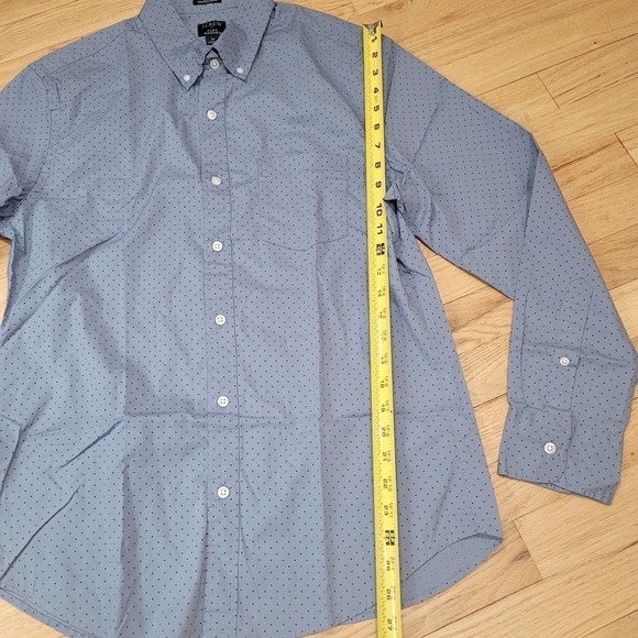 New J.Crew Factory Slim Untucked Flex Washed Dotted Blue Black Button Down - Picture 2 of 9